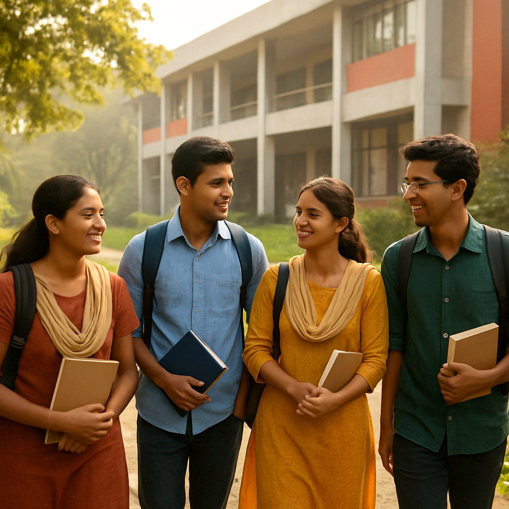 Students on the college campus
